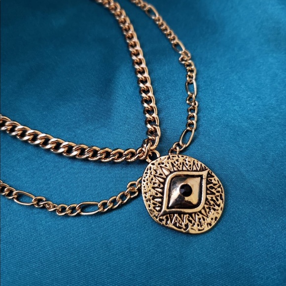 Multi-Layer Evil Eye Pendant Chain - Picture 3 of 3